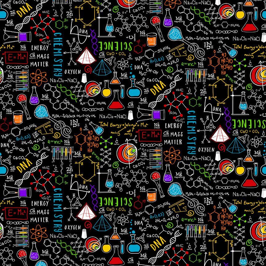 Black Science Cotton 44"/45" Fabric Per Yard