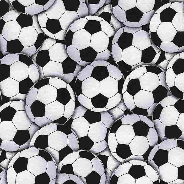 White Packed Soccer Balls Fitness Fanatic 44"/45" Fabric Per Yard