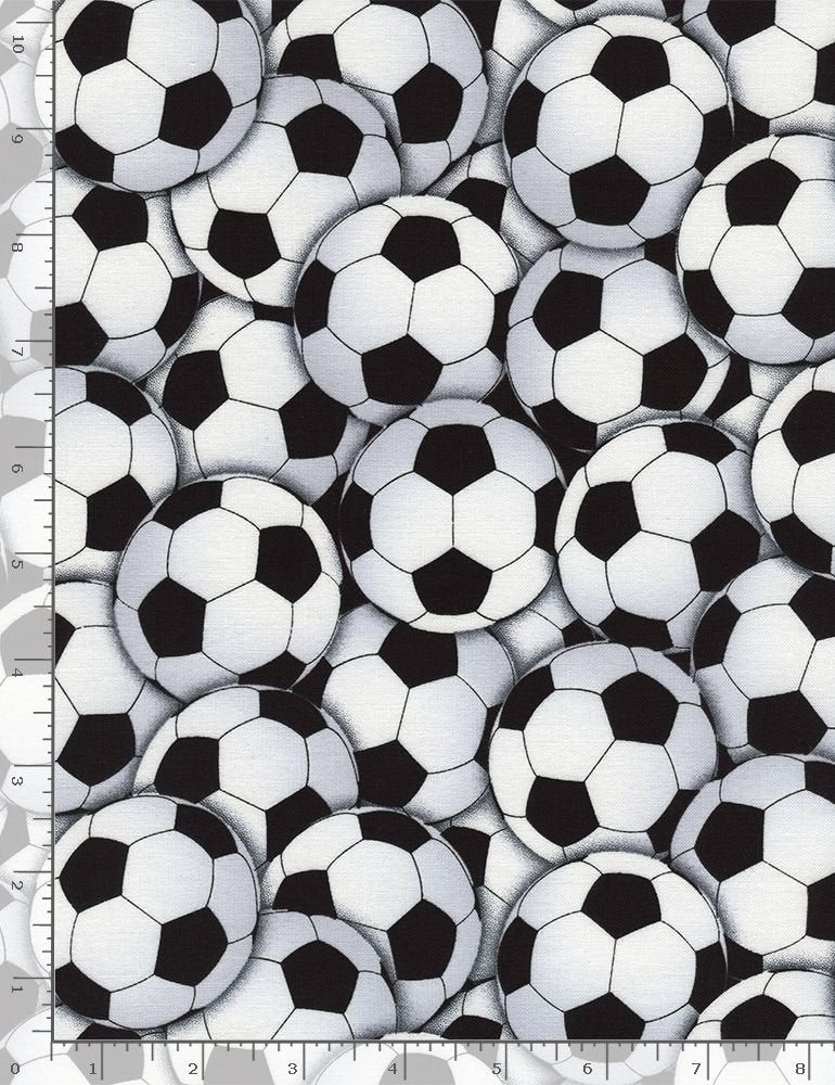White Packed Soccer Balls Fitness Fanatic 44"/45" Fabric Per Yard