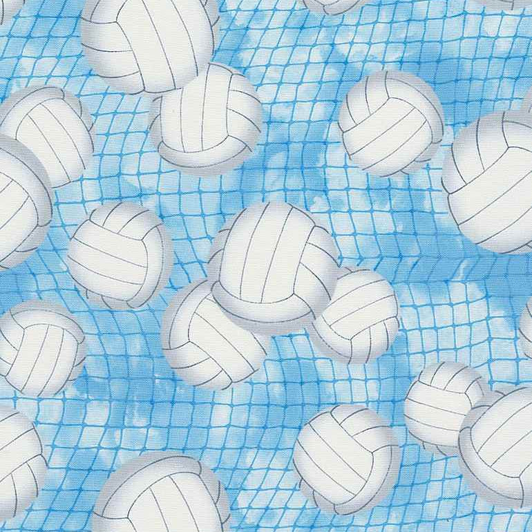 Blue Volleyball Fitness Fanatic 44"/45" Fabric Per Yard