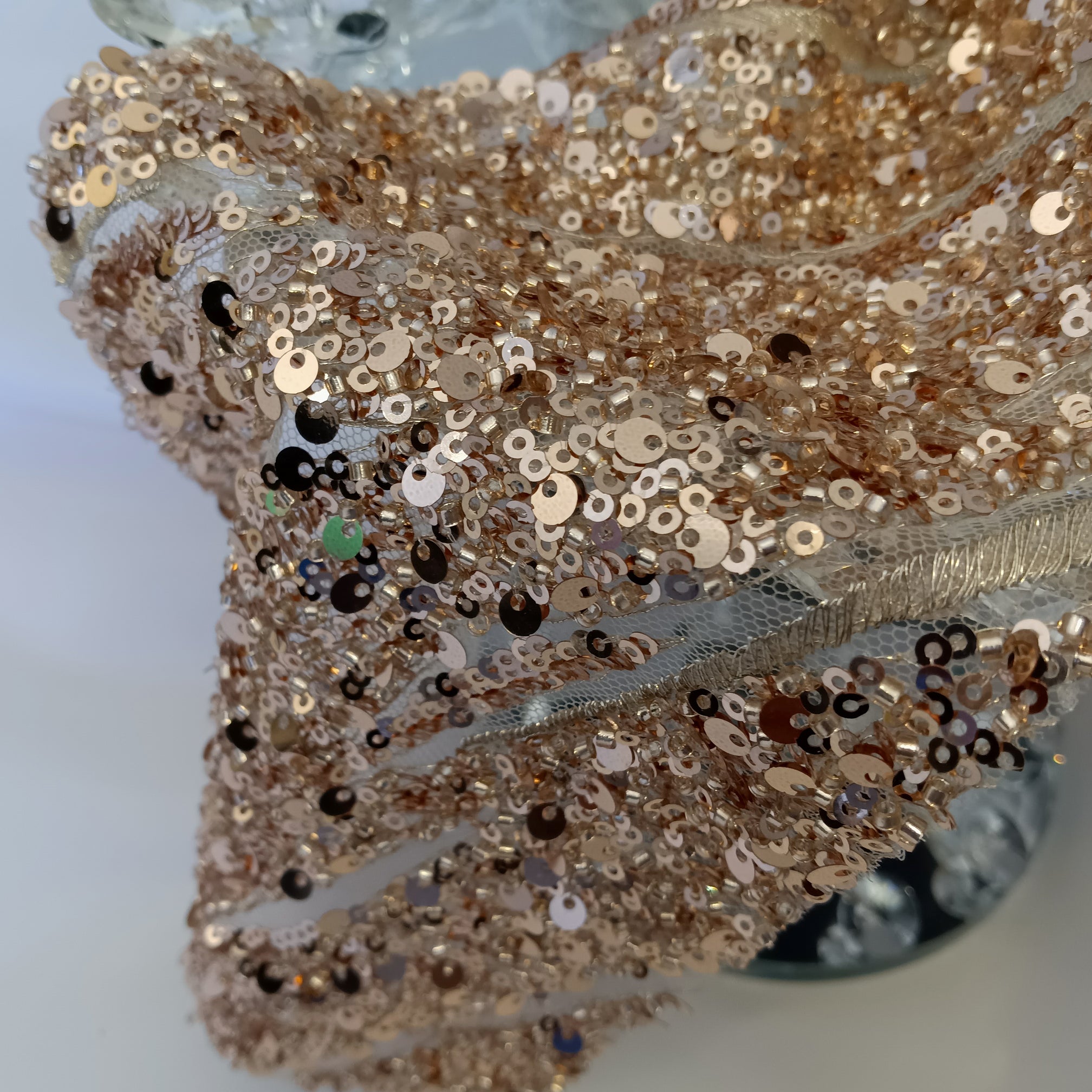 Beaded & Sequined Lace Fabric Embroidered on 100% Polyester Net Mesh | Lace USA - GD-59