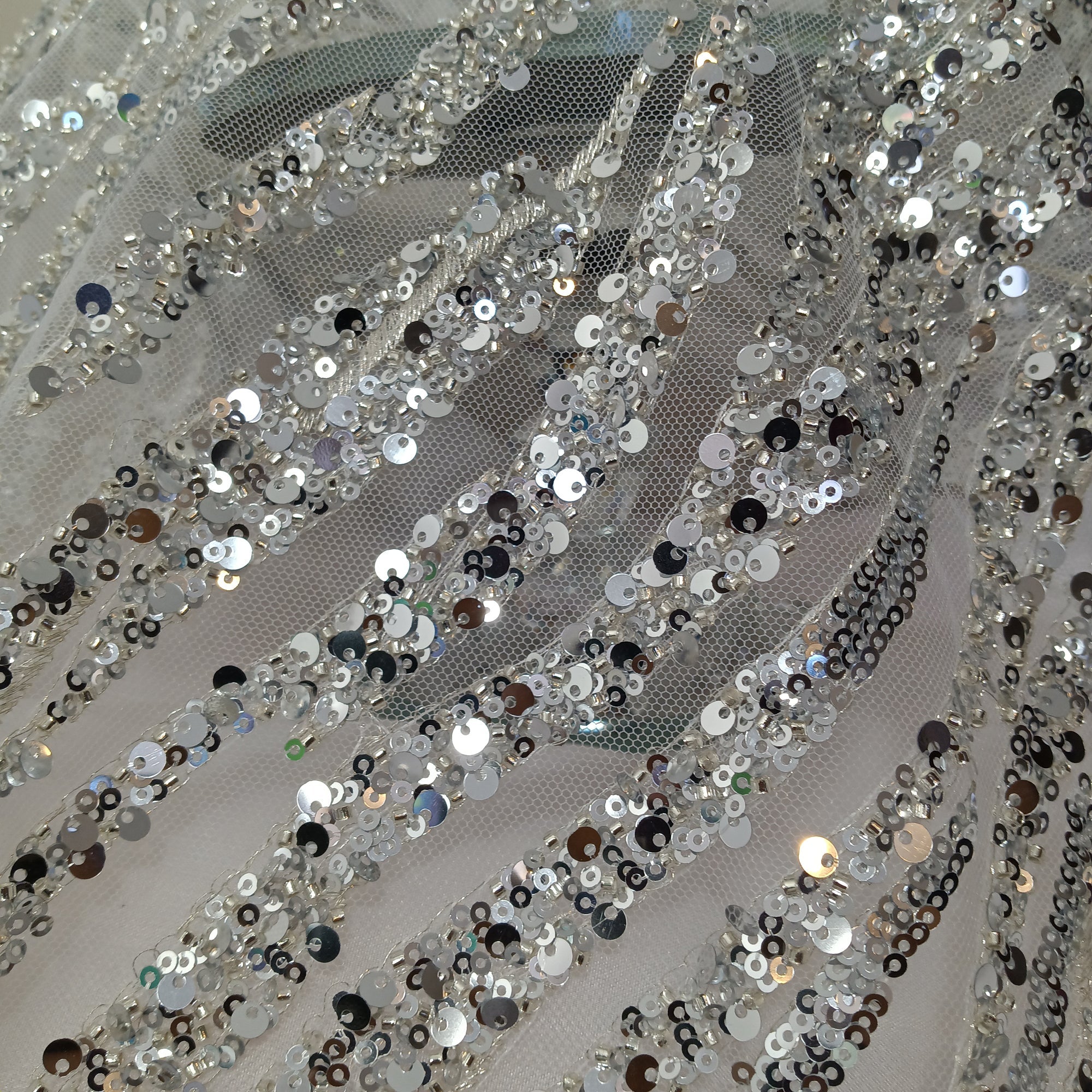 Beaded & Sequined Lace Fabric Embroidered on 100% Polyester Net Mesh | Lace USA - GD-59