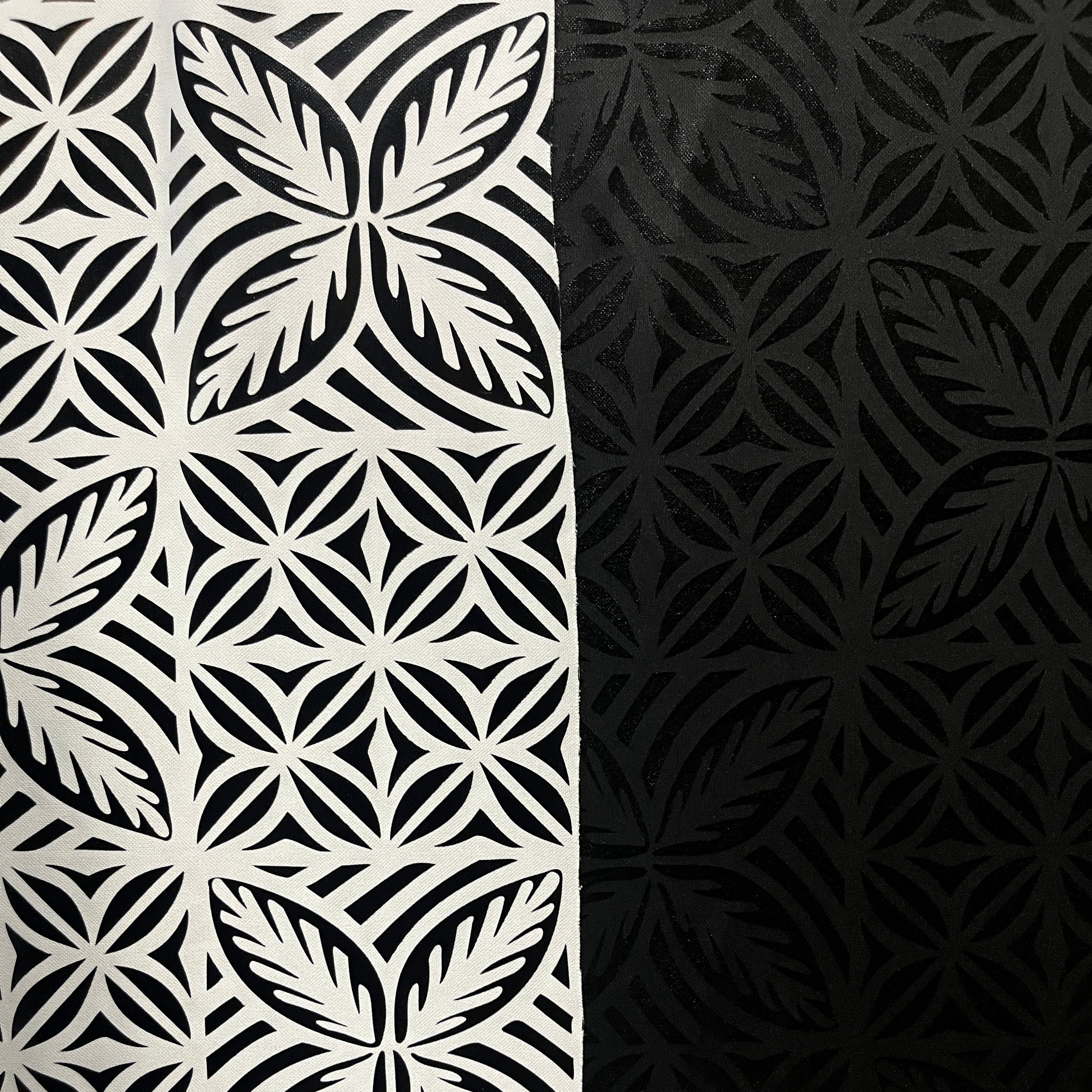 Geometric Floral Panel Polyester Foil Fabric | Islands Fabric