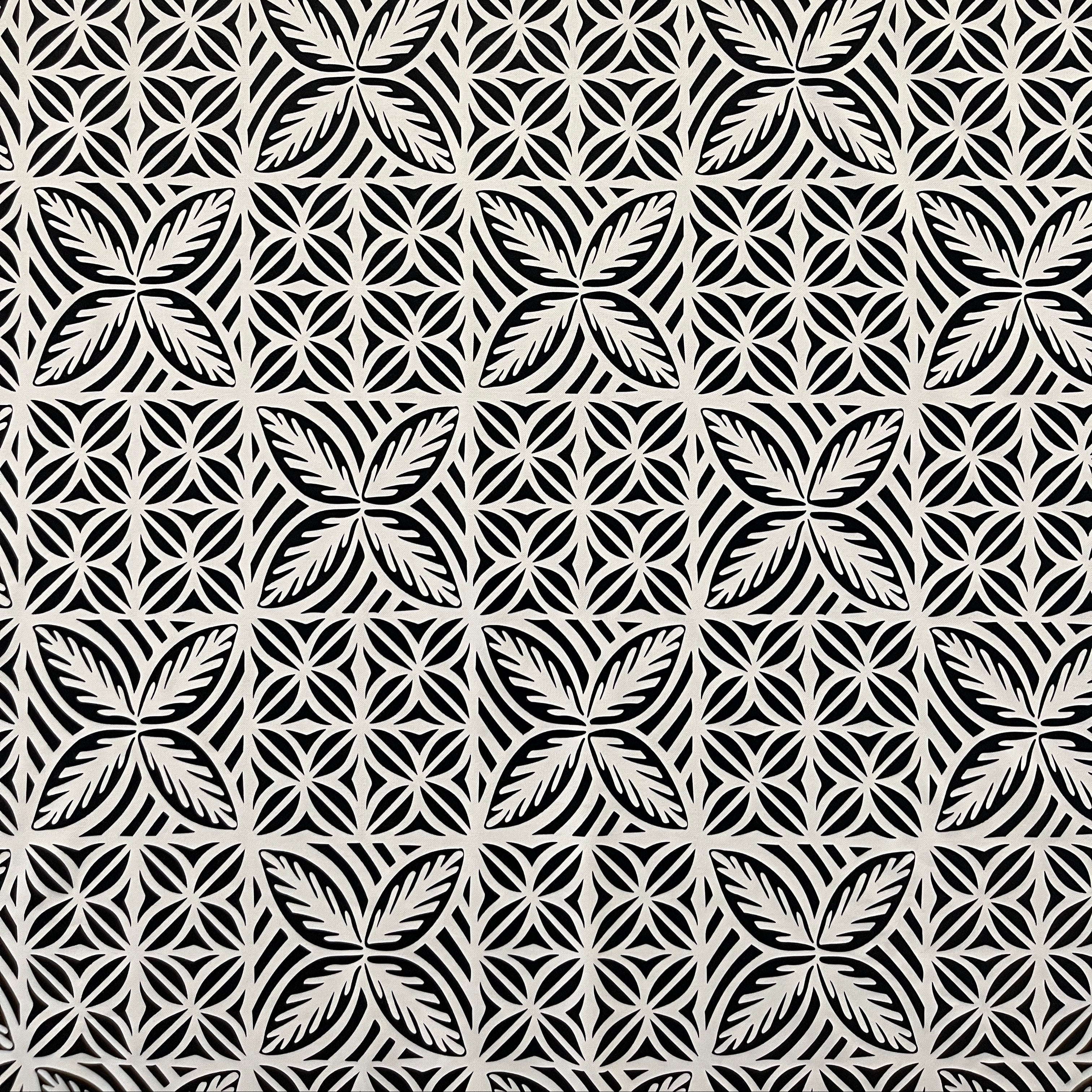 Geometric Floral Panel Polyester Foil Fabric | Islands Fabric