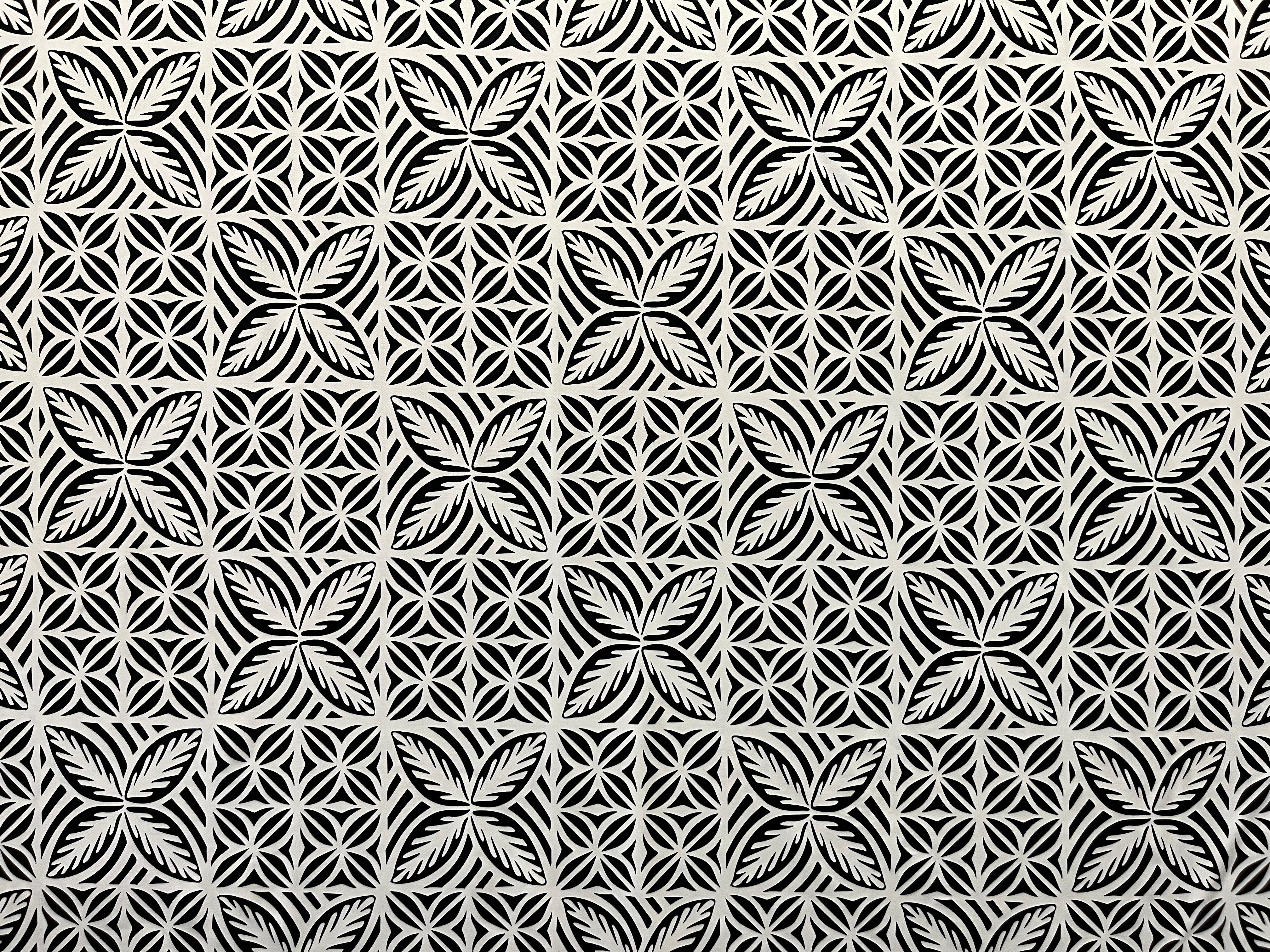 Geometric Floral Panel Polyester Foil Fabric | Islands Fabric
