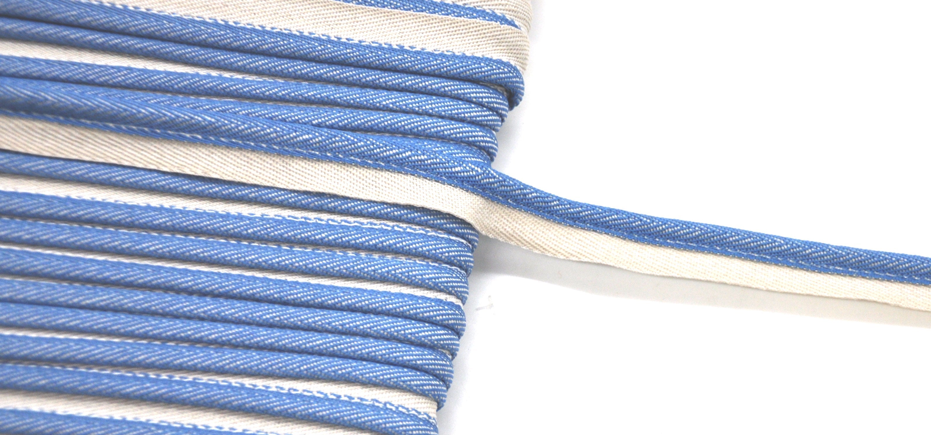 Godiva Collection - 1/4" Width PIPING CORD with LIP (50 Yard Roll) - BC-10098-05/24 Navy Blue and Ivory