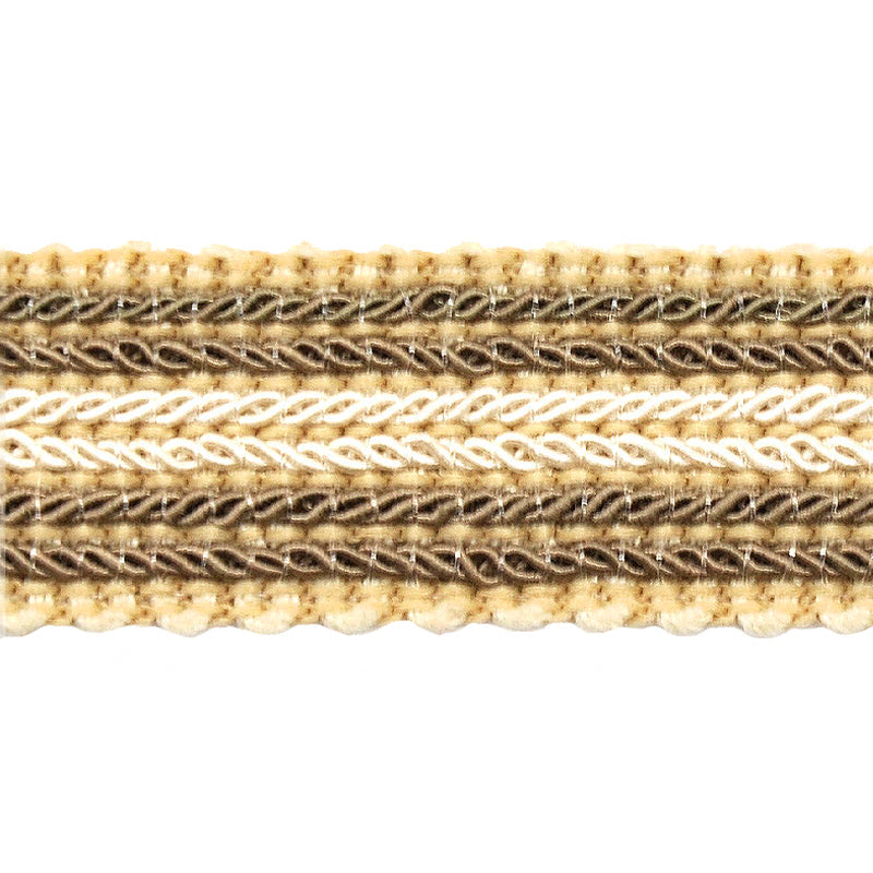 Godiva Collection - 3/4" width NARROW BRAID (25 Yard Roll) - BR-7098-28/66 Beige and Chocolate