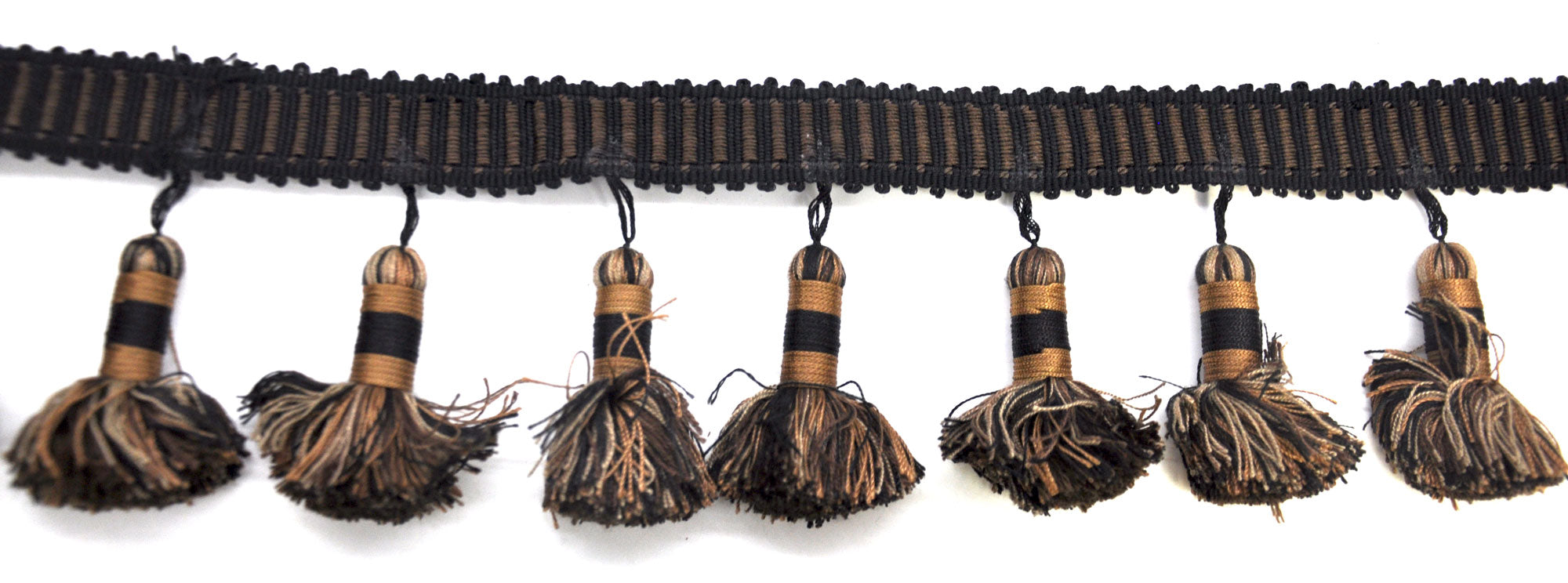 Godiva Collection - 4" length LARGE TASSEL FRINGE (25 Yard Roll) - BF-4098-02/06 Chocolate and Brown