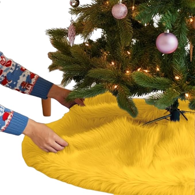Premium Faux Fur Christmas Tree Skirt – 36 Inch Holiday Decor