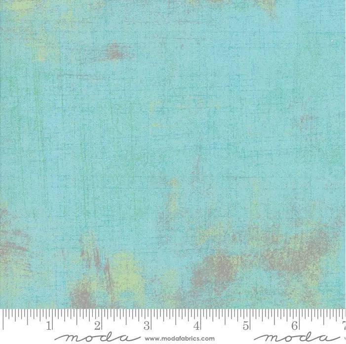 Green Aqua Grunge Basics Charmed 44"/45" Per Yard