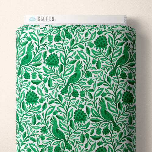 Green EsmŽralda Birds and Branches Cotton 44”/45” Fabric Per Yard