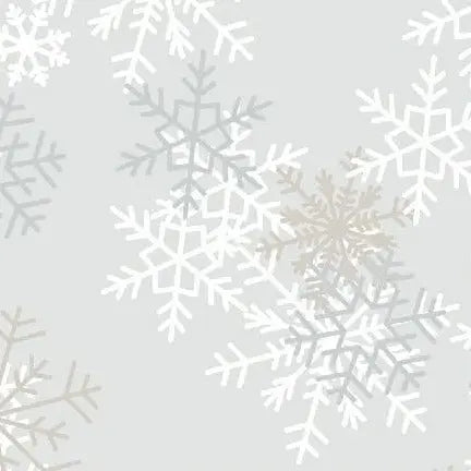 Grey Snowflakes Wideback Cotton Fabric per yard
