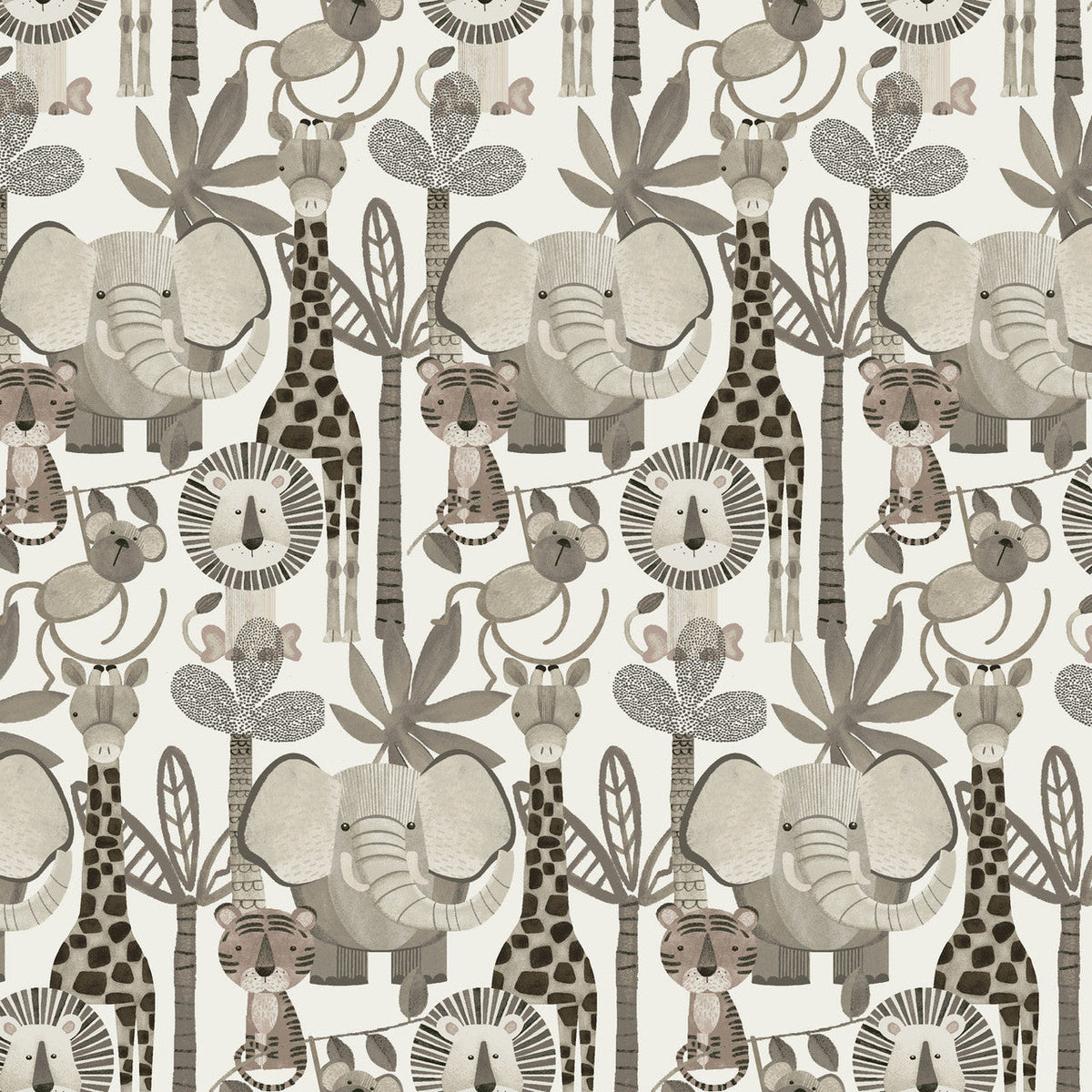 Jungle Romp Directional Animals Beige 43"/44" Fabric Per Yard