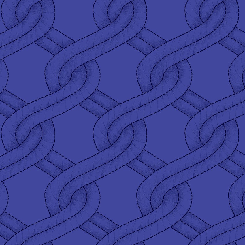 Royal Blue Twisted Rope Stitched Braid Cotton Wideback Fabric Per Yard