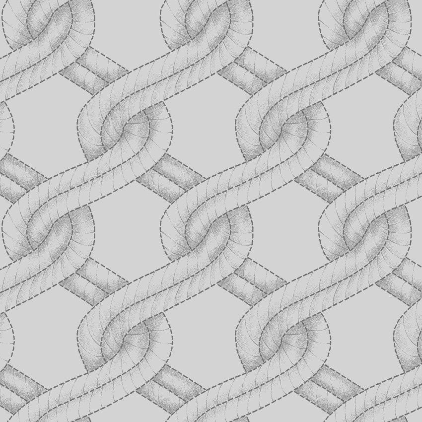 Grey Twisted Rope Stitched Braid Cotton Wideback Fabric Per Yard
