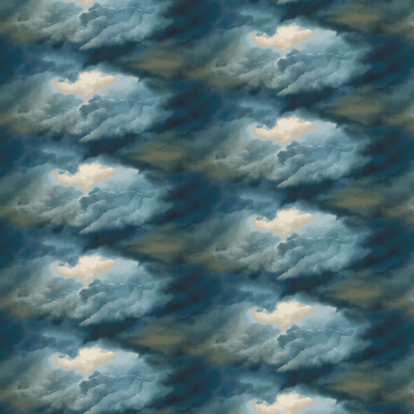 Blue Coastal Guardians Stormy Sky 43"/44" Fabric Per Yard