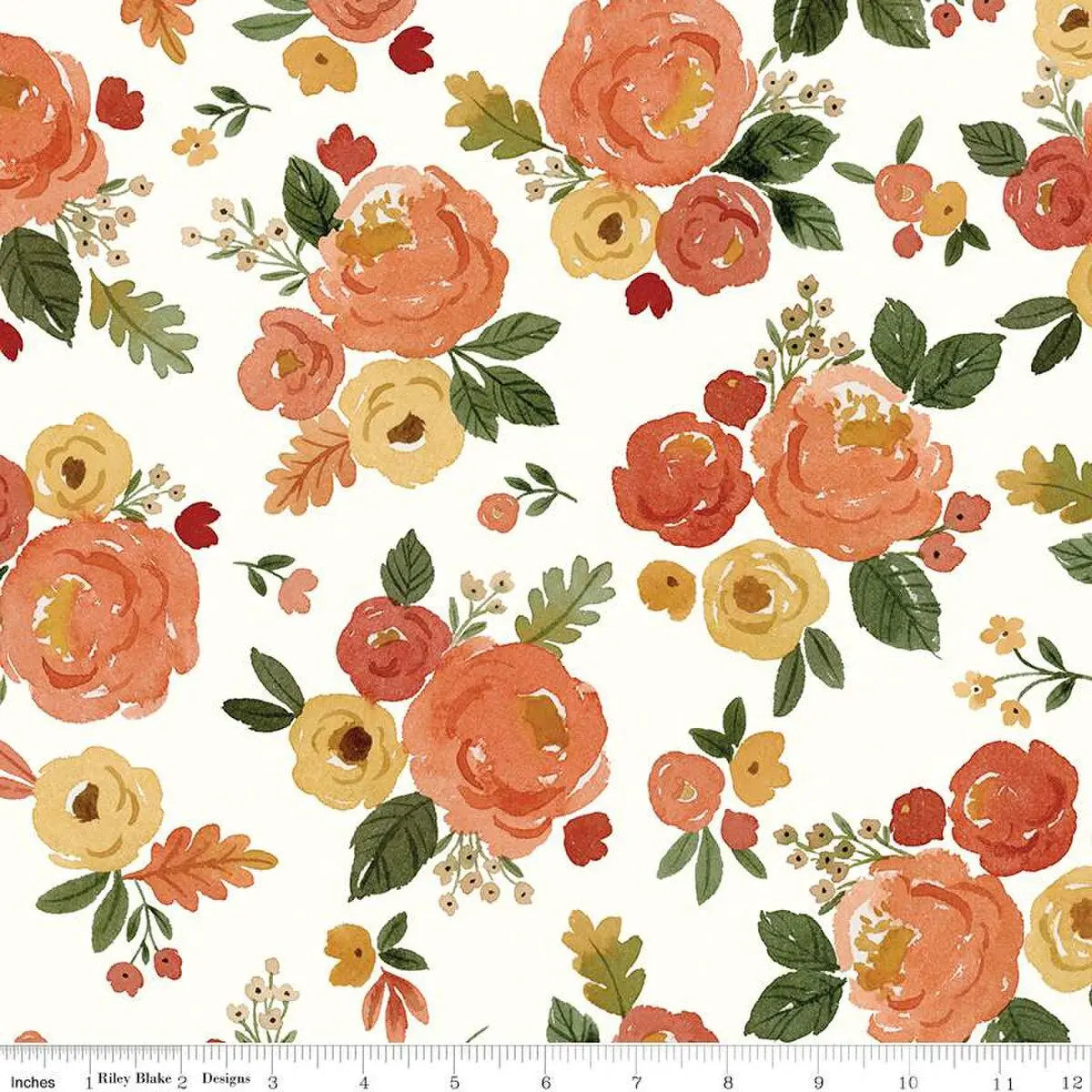 Happy Fall Days Floral Cloud Cotton Wideback Fabric per yard