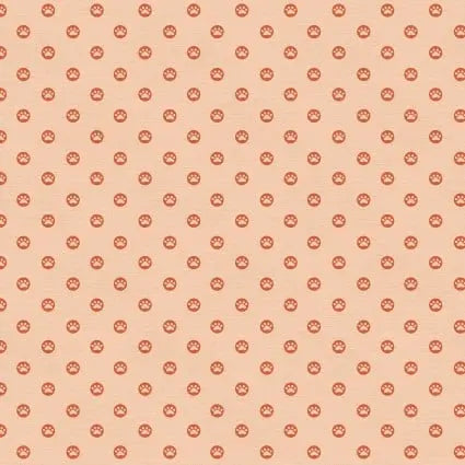 Here Kitty, Kitty Polka Paws Orange 43"/44" Fabric Per Yard