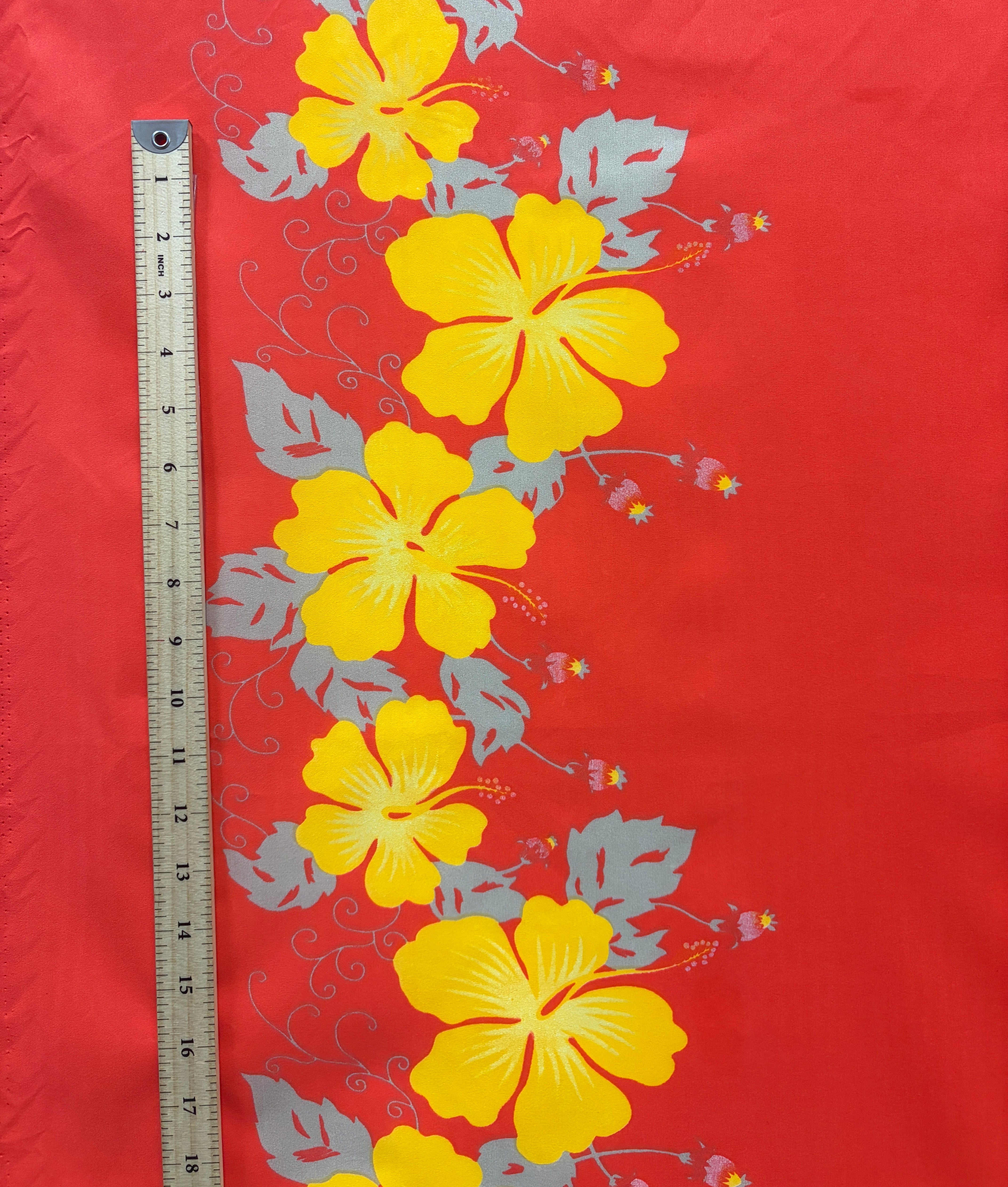 Hibiscus Flowers Double Border Polyester Fabric | Islands Fabric