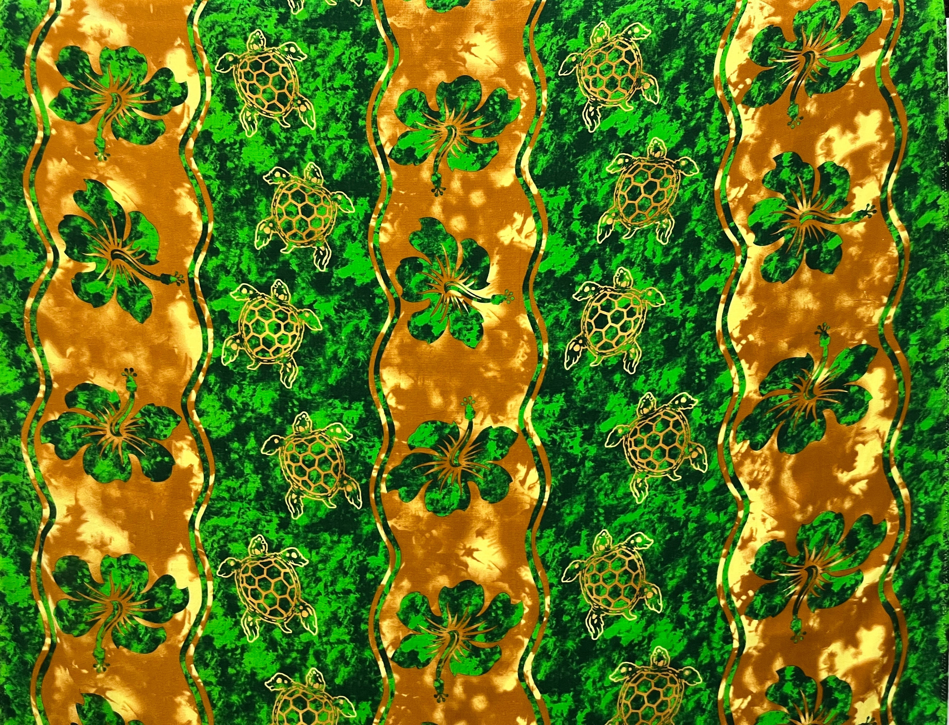 Hibiscus, Sea Turtle Rayon Challis Fabric | Islands Fabric