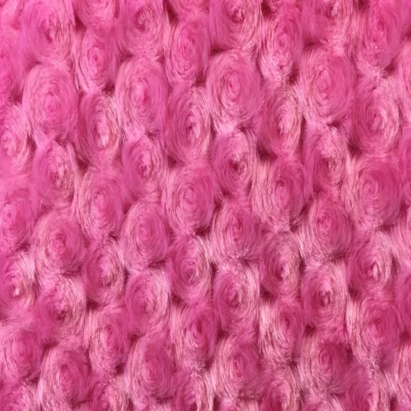 Hot Pink Swirl Rosebud Faux Fur Fabric