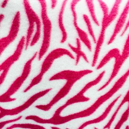 Hot Pink | White Zebra Print Fleece Fabric