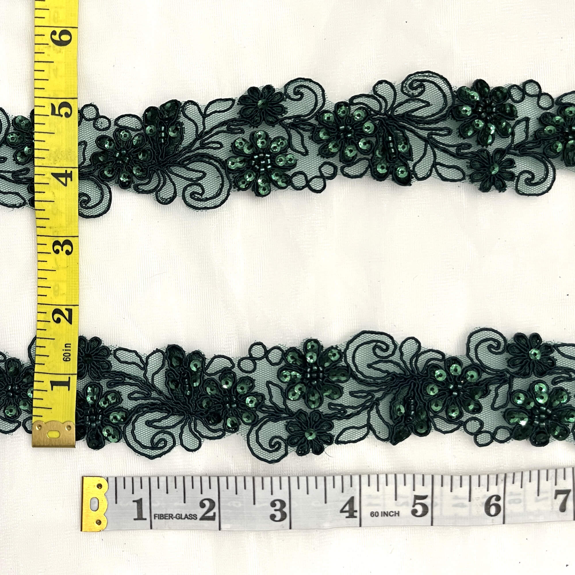 Beaded & Corded Lace Trimming Embroidered on 100% Polyester Net Mesh | Lace USA - 96283W-BP