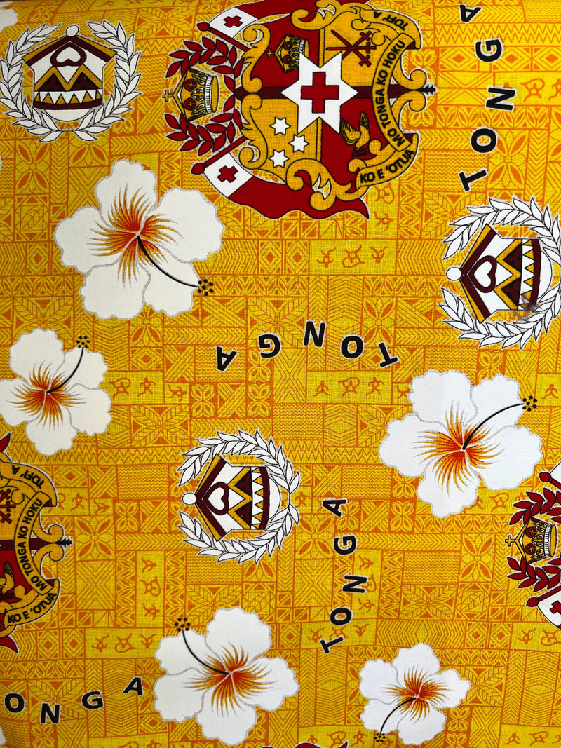 Tonga Seal Hibiscus All Over Design Fabric | Cotton Light Barkcloth  | Spandex Palace