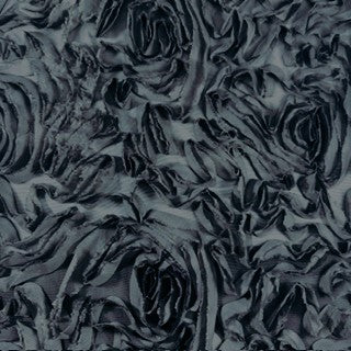 Stretch Nylon Power Mesh with Flamingo Chiffon Appliqué | Spandex Palace Black