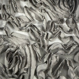 Stretch Nylon Power Mesh with Flamingo Chiffon Appliqué | Spandex Palace Chorcoal