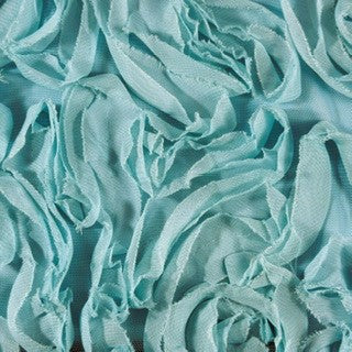 Stretch Nylon Power Mesh with Flamingo Chiffon Appliqué | Spandex Palace Mint