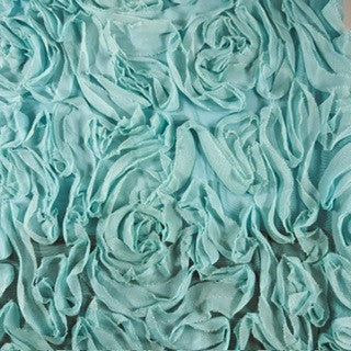 Stretch Nylon Power Mesh with Flamingo Chiffon Appliqué | Spandex Palace Mint
