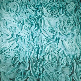 Stretch Nylon Power Mesh with Flamingo Chiffon Appliqué | Spandex Palace Mint