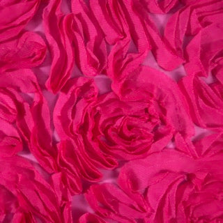 Stretch Nylon Power Mesh with Flamingo Chiffon Appliqué | Spandex Palace Fuchsia