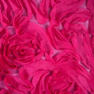 Stretch Nylon Power Mesh with Flamingo Chiffon Appliqué | Spandex Palace Fuchsia