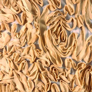 Stretch Nylon Power Mesh with Flamingo Chiffon Appliqué | Spandex Palace Gold