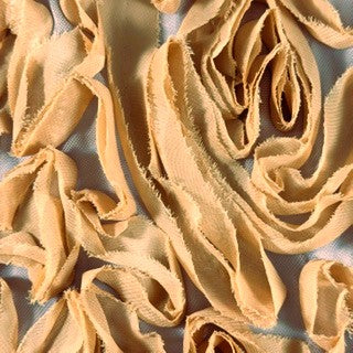 Stretch Nylon Power Mesh with Flamingo Chiffon Appliqué | Spandex Palace Gold