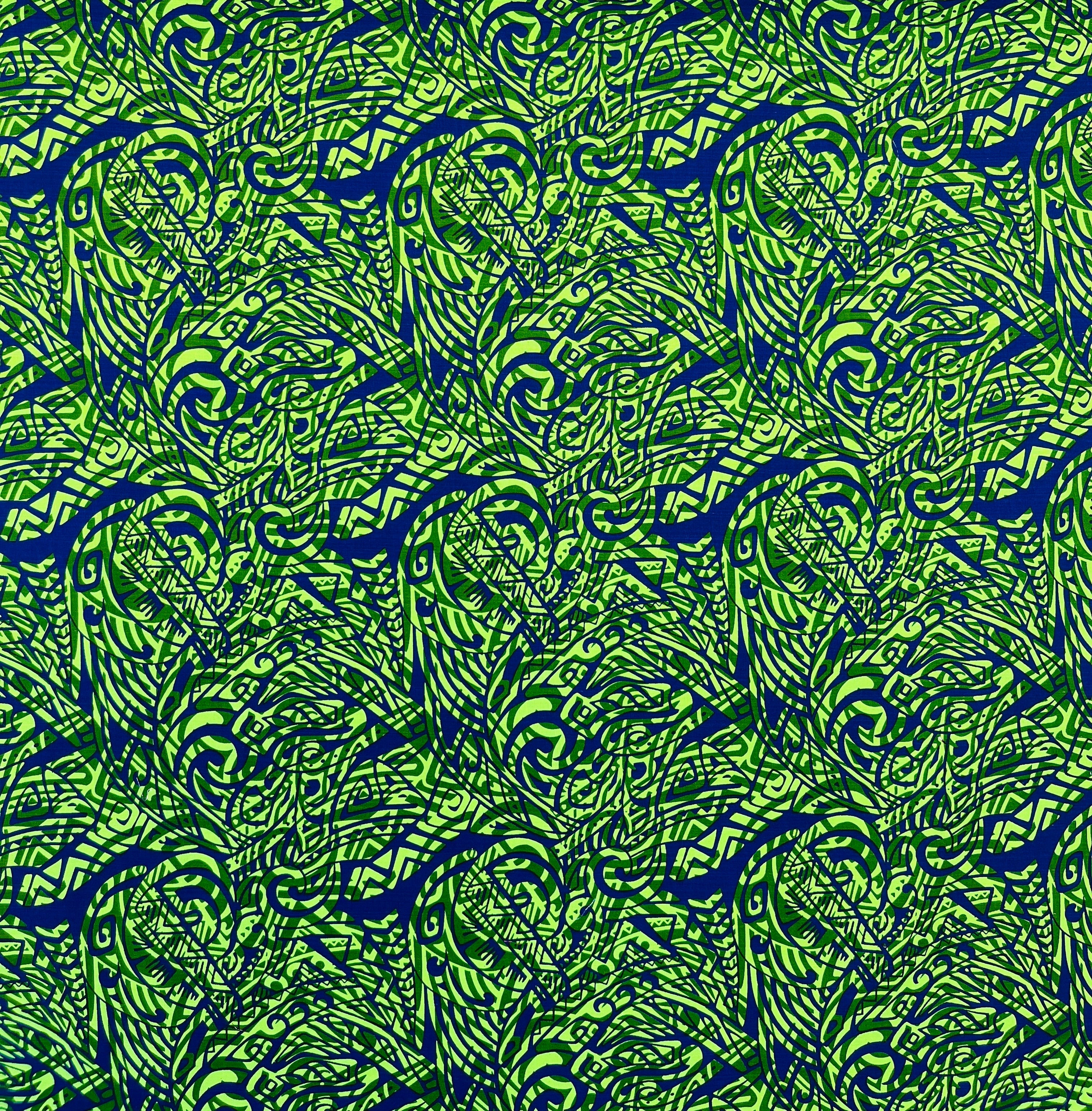 Traditional Polynesian Tattoo Swirl design Cotton Light Barkcloth Fabric | Islands Fabric