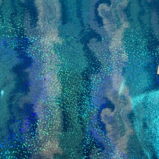 Aurora Sky Hologram Foggy Foil Stretch Tricot | Spandex Palace Blue
