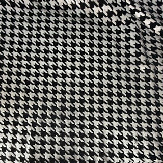 Houndstooth Foil Nylon Spandex Stretch Fabric | Spandex Palace Black Silver