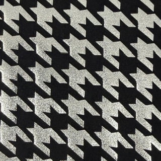 Houndstooth Foil Nylon Spandex Stretch Fabric | Spandex Palace Black Silver