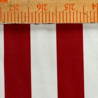 White & Red 1" Stripe Polyester Spandex Tricot Fabric | Spandex Palace