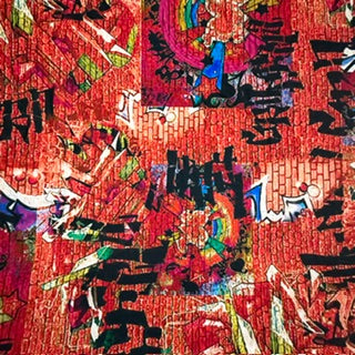 Vibrant Urban Graffiti Print Lightweight Polyester Spandex | Spandex Palace RED