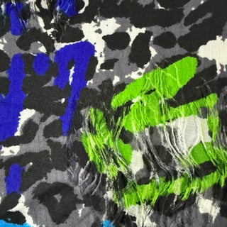 Distressed Graffiti Print Mechanical Stretch Knit | Spandex Palace Lime