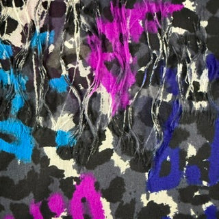 Distressed Graffiti Print Mechanical Stretch Knit | Spandex Palace Magenta