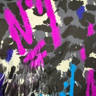 Distressed Graffiti Print Mechanical Stretch Knit | Spandex Palace Magenta