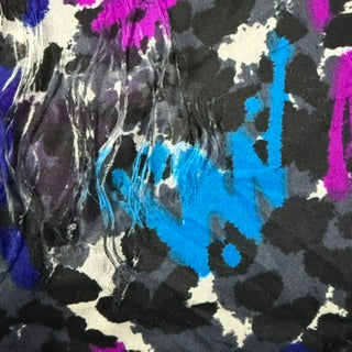 Distressed Graffiti Print Mechanical Stretch Knit | Spandex Palace Magenta