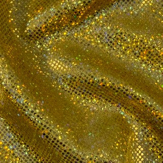 Hologram Dot Stretch Nylon Spandex Tricot | Spandex Palace Gold