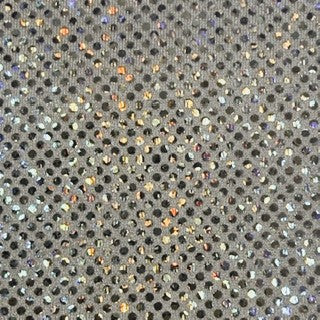 Hologram Dot Stretch Nylon Spandex Tricot | Spandex Palace White Silver