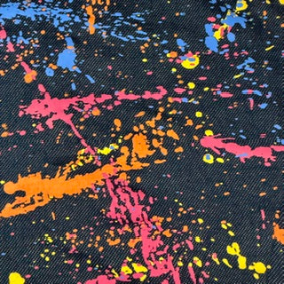 Printed Color Splash Faux-Denim Twill Spandex Fabric | Spandex Palace Navy